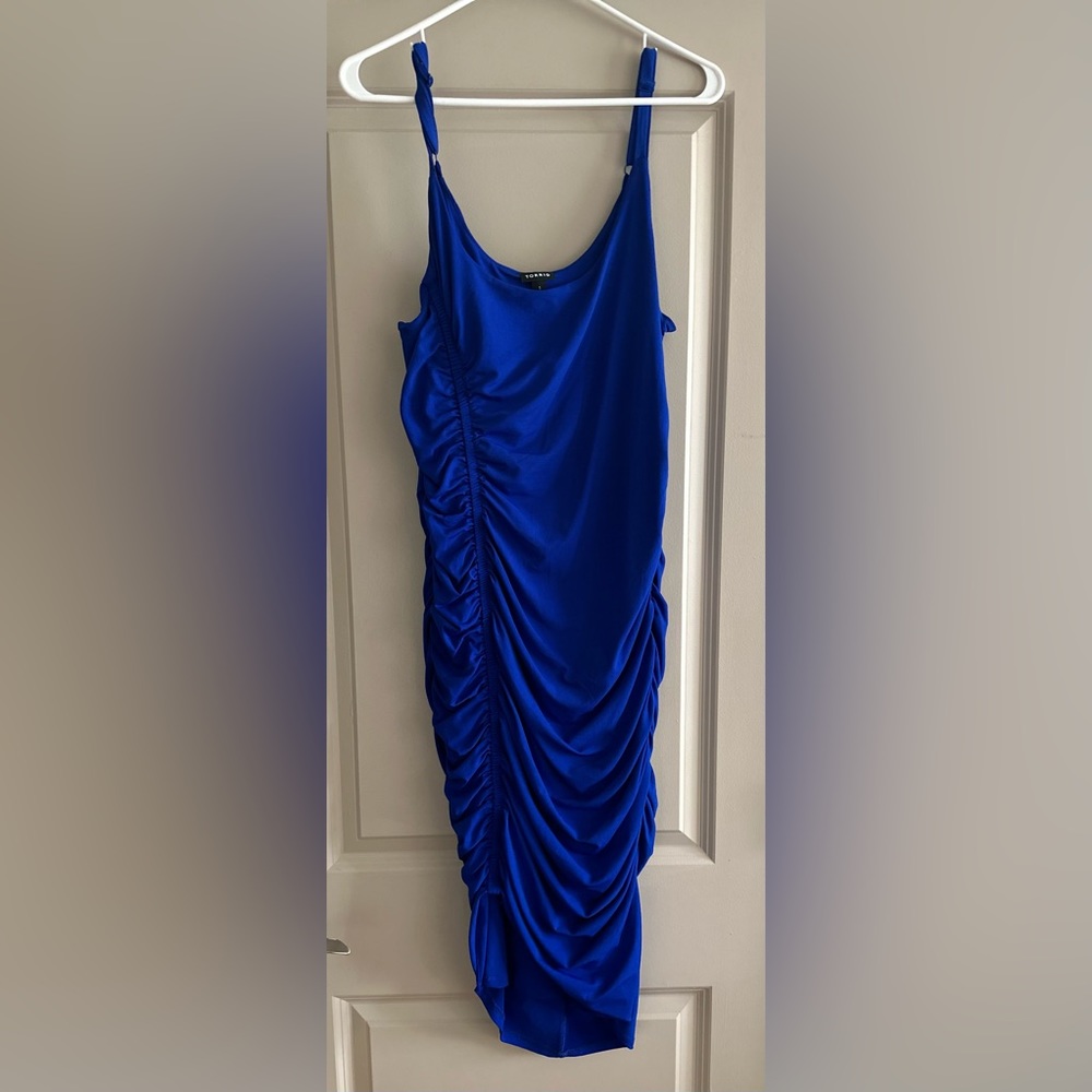 Royal Blue Bodycon Ruched Party Dress 👗